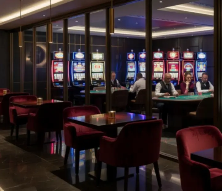 Luksuzan casino okoliš uz restoran s modernom rasvjetom