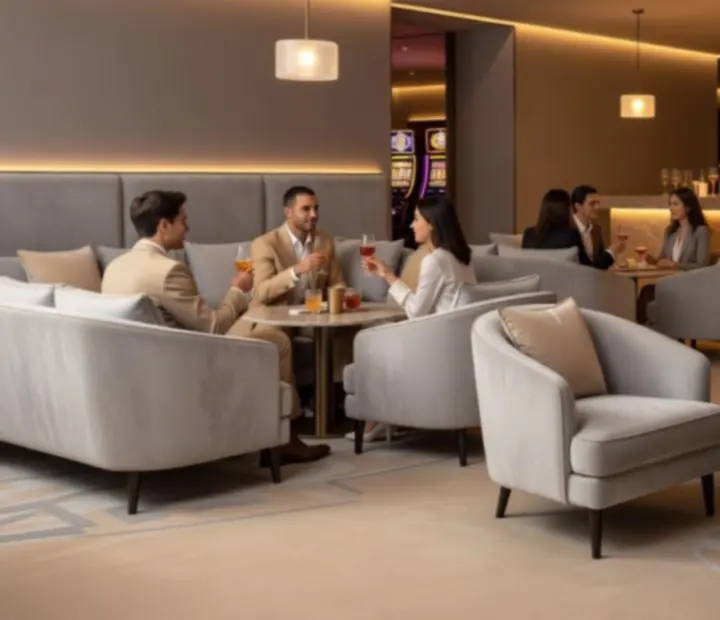 Lounge zona s udobnim sjedećim garniturama i mekom rasvjetom