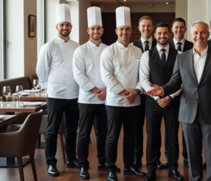 Tim restorana Croatia Royal u modernom interijeru casino restorana